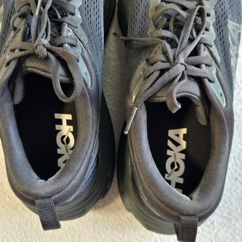 Hoka Bondi 8 Running Shoes Mens 9.5 Black Black 1123202 BBLC Cushioned Sneakers - Picture 7 of 9